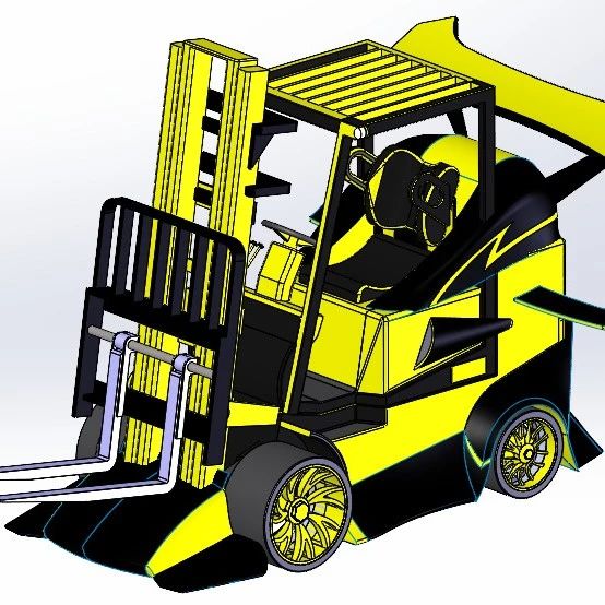 【工程机械】Forklift GT叉车简易模型3D图纸 STEP格式