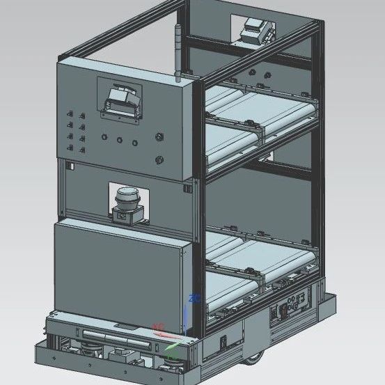【工程机械】激光雷达传感器AGV小车3D图纸 x_t格式