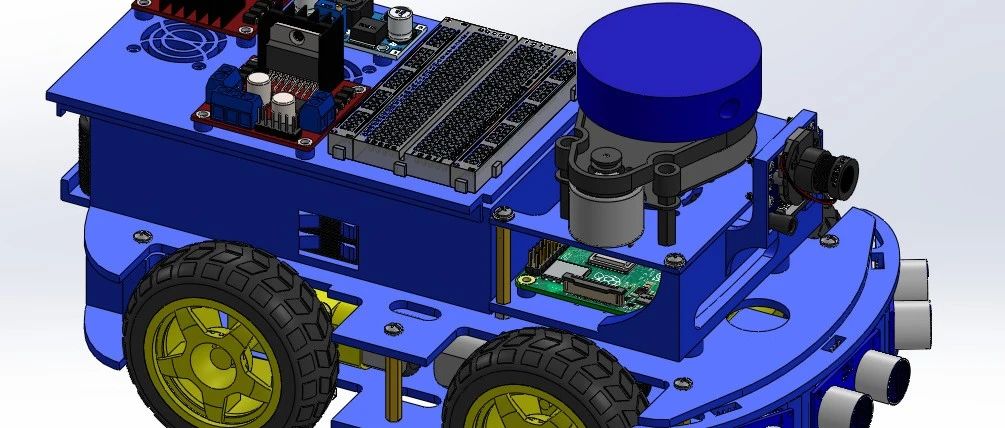 【工程机械】树莓pi编程激光雷达传感器摄像头小车3D数模图纸 Solidworks设计