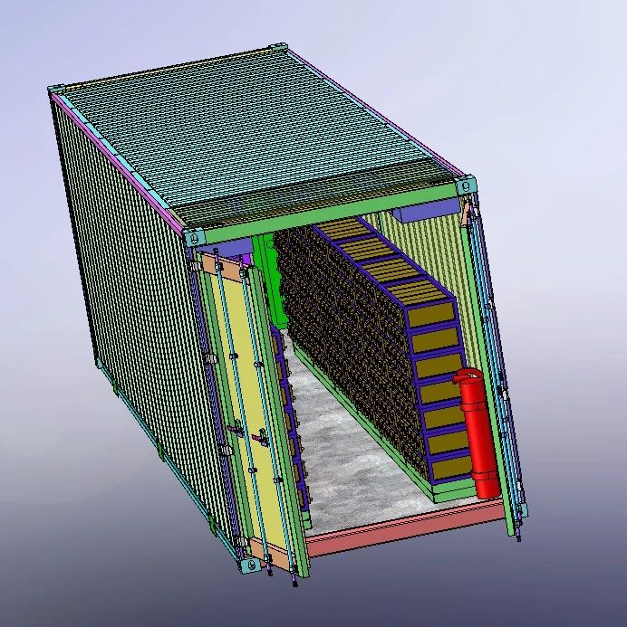 【工程机械】储能集装箱3D数模图纸 Solidworks18设计 附STEP IGS