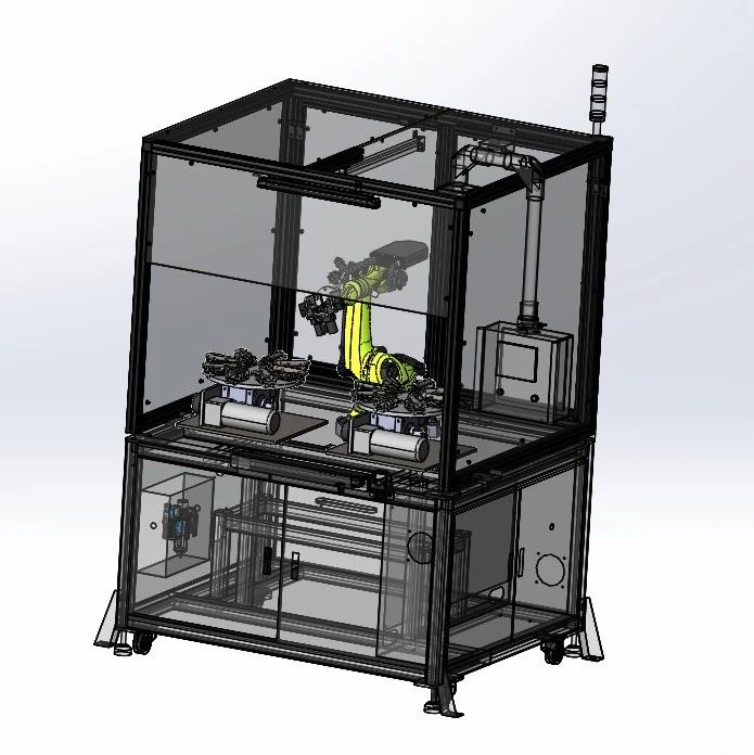 【非标数模】视觉检查机械手作业工作台3D数模图纸 Solidworks20设计