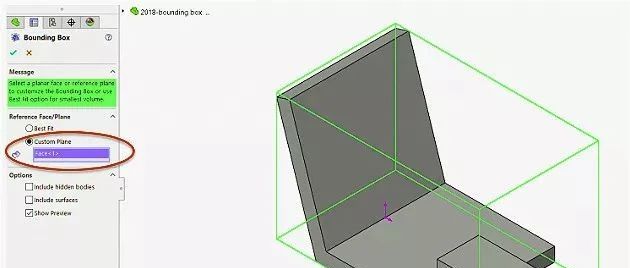 Solidworks：边界框功能（可在任何部分使用）