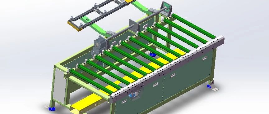 【工程机械】板料翻面滚筒输送机3D数模图纸 Solidworks19设计