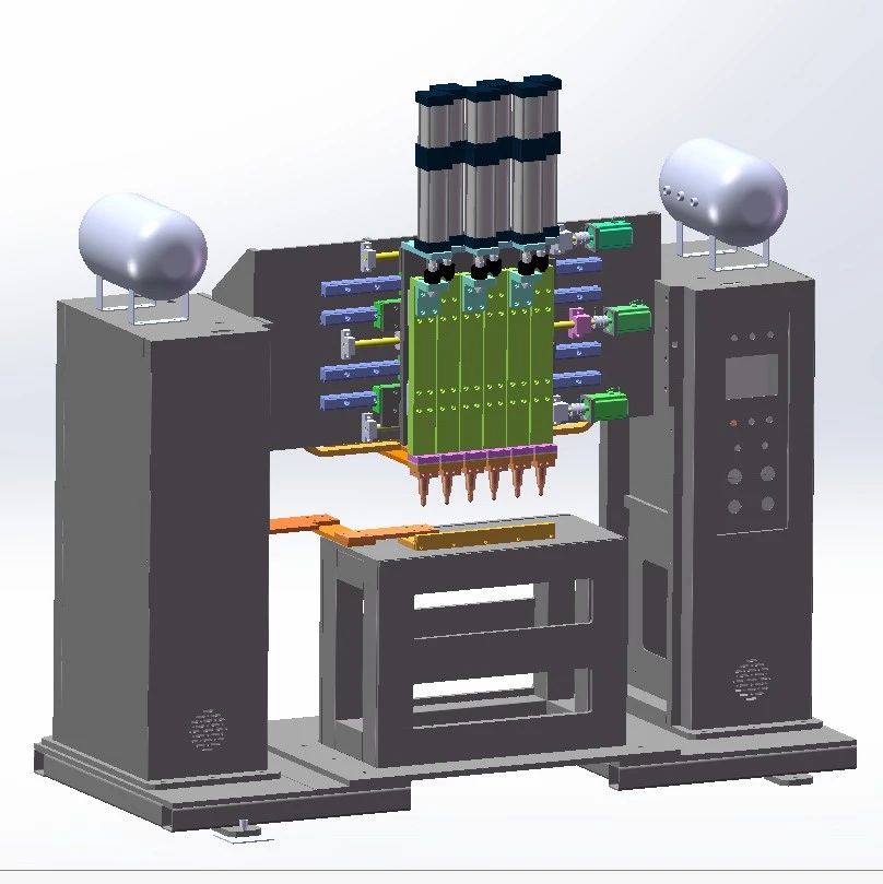 【工程机械】龙门式6点伺服可调中频逆变电阻焊机3D数模图纸 Solidworks19设计