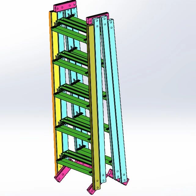 【工程机械】折叠梯人字梯结构3D图纸 Solidworks设计