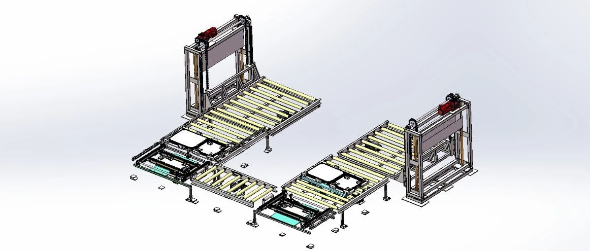 【非标数模】滚筒线上下物料组装线3D数模图纸 Solidworks18设计