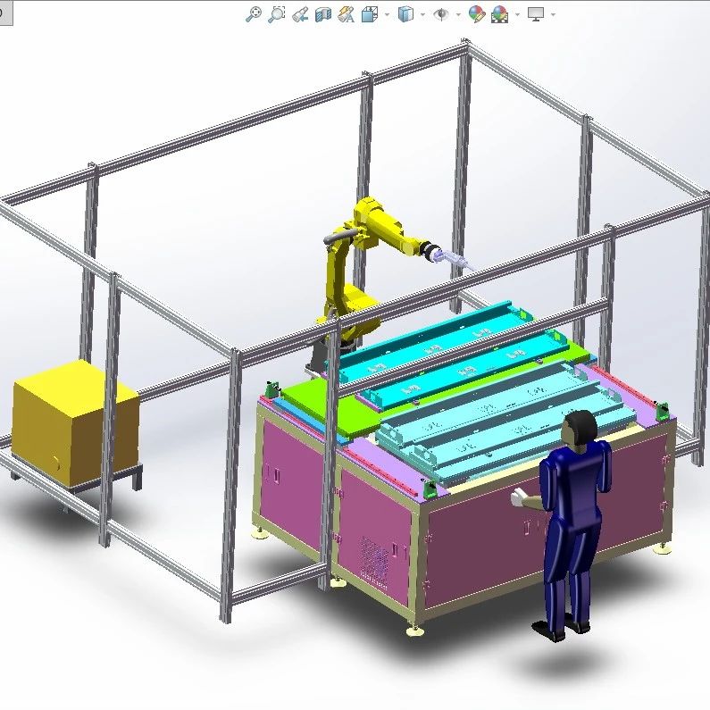 【工程机械】电梯厅门头双层升降交换焊接工作站3D数模图纸 Solidworks19设计