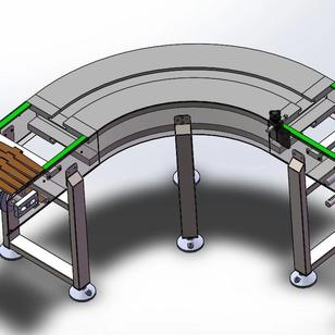 【工程机械】宽转弯链板输送机3D数模图纸 Solidworks16设计