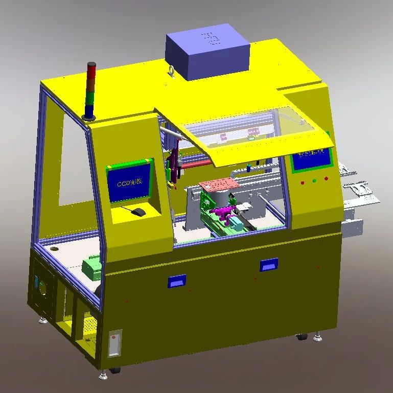 【非标数模】液晶面板全自动点胶机3D数模图纸 Solidworks18设计