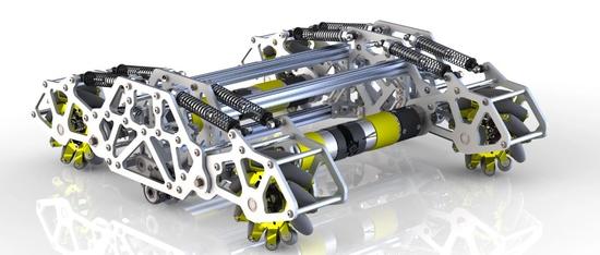 【其他车型】带悬架的麦克纳姆轮驱动底盘小车3D数模图纸 Solidworks设计