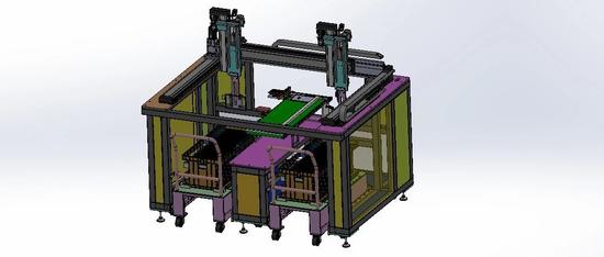 【非标数模】新能源电池上料取料搬运机3D数模图纸 Solidworks21设计