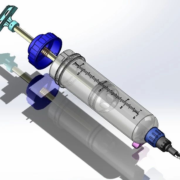 【工程机械】1500cc汽车油液提取注射器3D数模图纸 Solidworks设计 附STEP