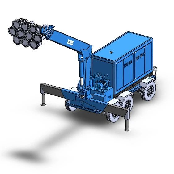 【工程机械】Trailler Light Service户外照明灯拖车3D数模图纸 STEP格式