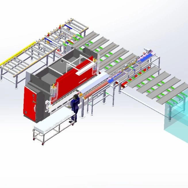 【非标数模】电梯门板加强筋自动放料生产线3D数模图纸 Solidworks19设计