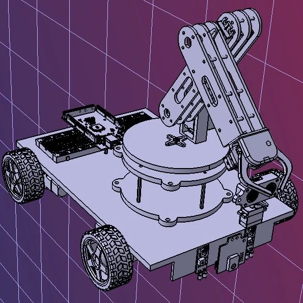 【机器人】3 DOF Robotic Arm三自由度机械臂小车3D图纸 STEP格式