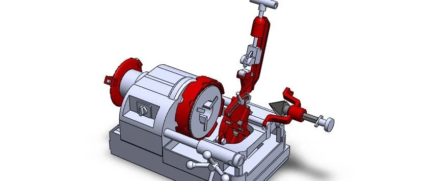 【工程机械】Pipe Threading管道螺纹加工机3D数模图纸 Solidworks设计