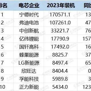 2023年中国市场动力电池装机量TOP10配套解析！