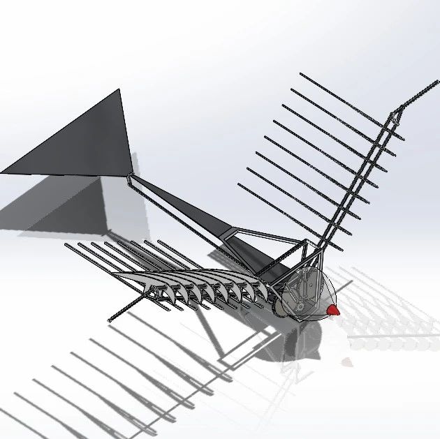 【飞行模型】ORNITHOPTER扑翼鸟扑翼机构3D数模图纸 Solidworks设计