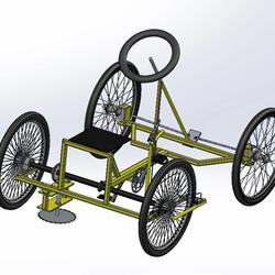 【农业机械】脚踏式四轮车割草机3D数模图纸 Solidworks设计
