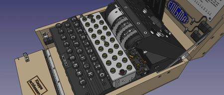 【工程机械】Enigma恩尼格玛密码机3D数模图纸 FreeCAD设计 附STEP