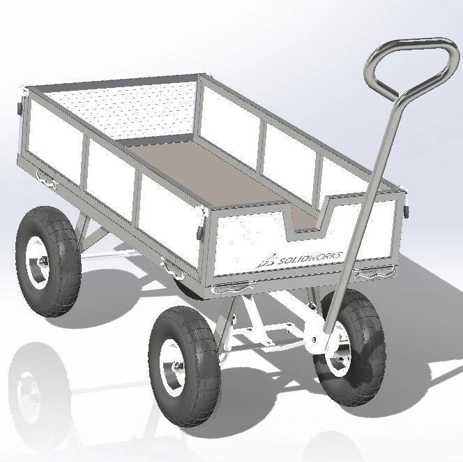 【工程机械】运输重型货物运输小推车3D图纸 Solidworks设计