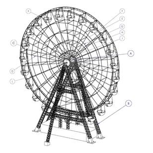 【生活艺术】observation wheels摩天轮简易模型3D图纸 STP格式