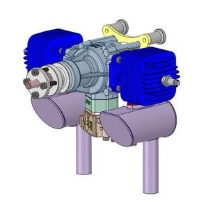 【发动机电机】DLE60 Twin双缸两冲程航模汽油发动机3D数模图纸 STP格式