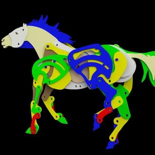 【精巧机械】Mechanical horse机械马结构3D数模图纸 CREO设计 附STP