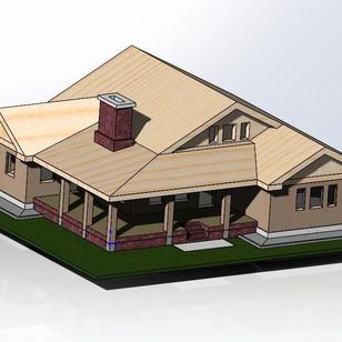 【生活艺术】带阁楼、露台和壁炉的三居室别墅3D数模图纸 Solidworks设计