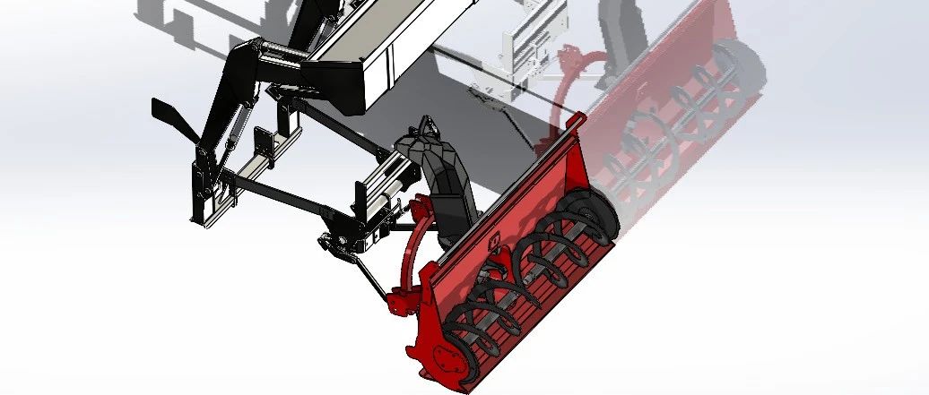 【工程机械】旋转式除雪机装载机构3D数模图纸 Solidworks设计