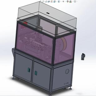 【非标数模】手机半自动贴膜机3D数模图纸 Solidworks18设计