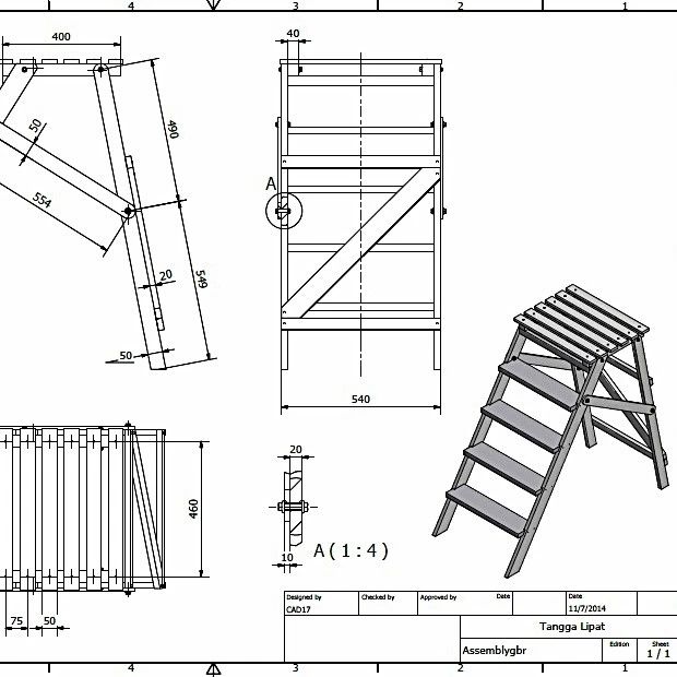 【工程机械】tangga人字梯结构3D图纸 igs格式