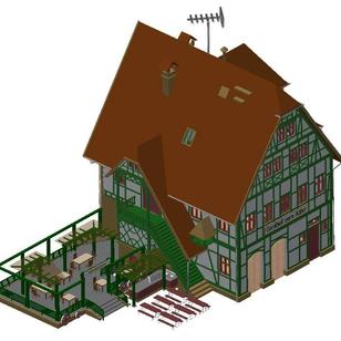 【生活艺术】Vollmer 7711 Gasthaus欧式建筑物模型3D图纸 