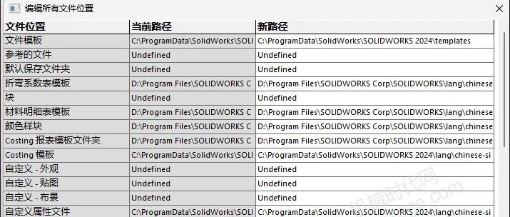 SOLIDWORKS 各种模板文件的位置
