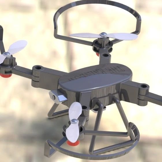 【飞行模型】drone-174四轴无人机简易模型3D图纸 Solidworks设计