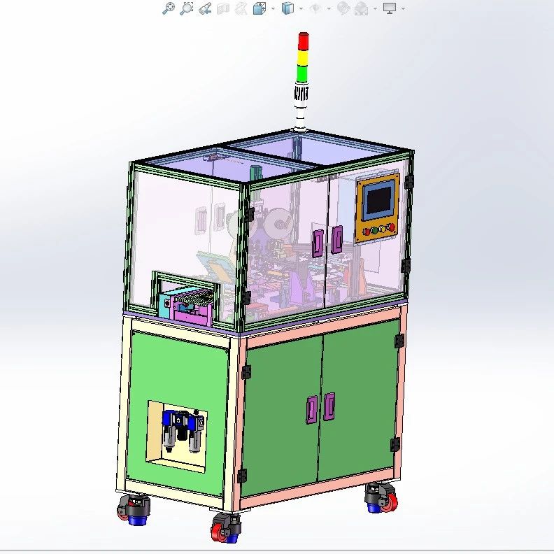 【非标数模】自动撕膜贴膜设备3D数模图纸 Solidworks14设计