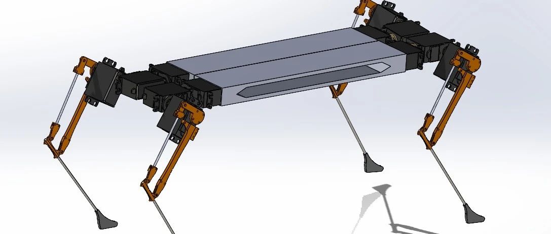 【机器人】Quadruped Bot and leg四足机器人3D图纸 Solidworks设计