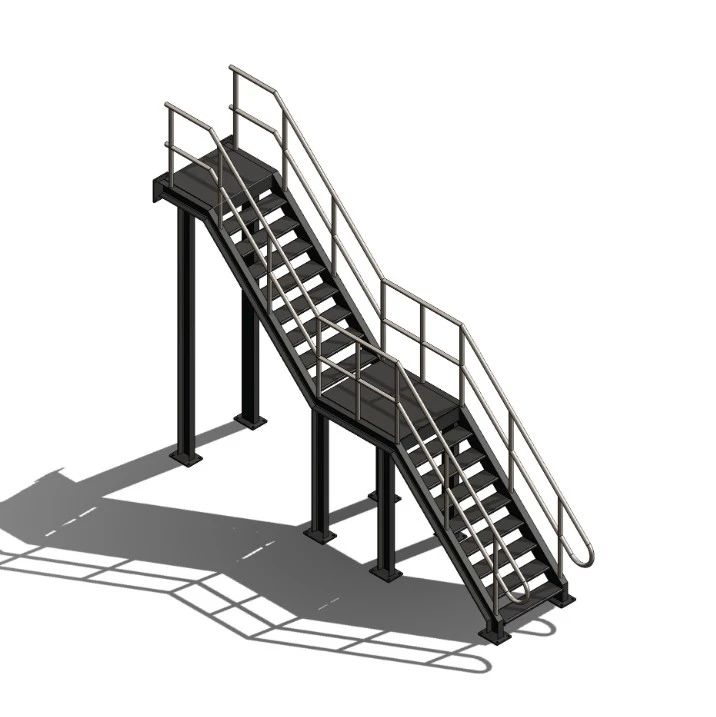 【工程机械】steel-stair仓库钢结构楼梯3D数模图纸 IGS格式