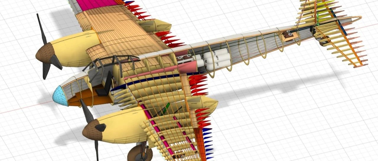 【飞行模型】Havilland Mosquito小型航模飞机设计3D图纸 Fusion360设计
