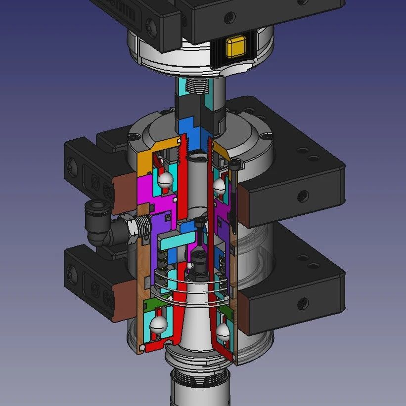 【工程机械】Iso20刀架的自动换刀器3D数模图纸 FreeCAD设计 附IGS