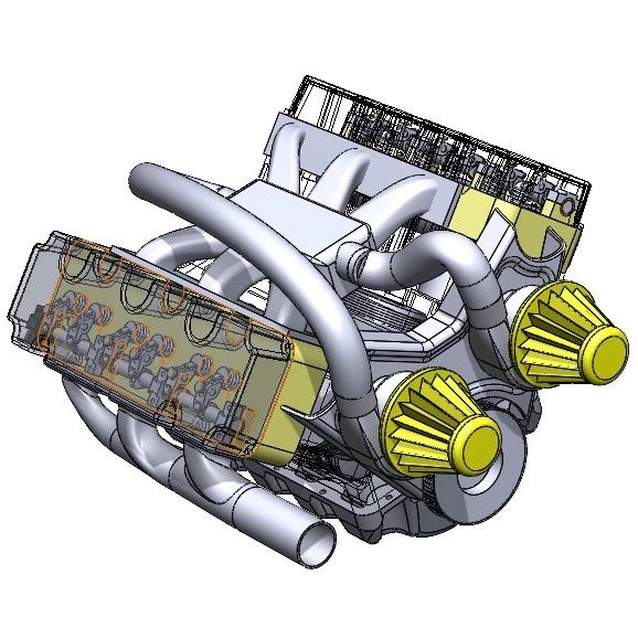【发动机电机】motor-v6六缸发动机简易模型3D图纸 Solidworks设计 附STEP