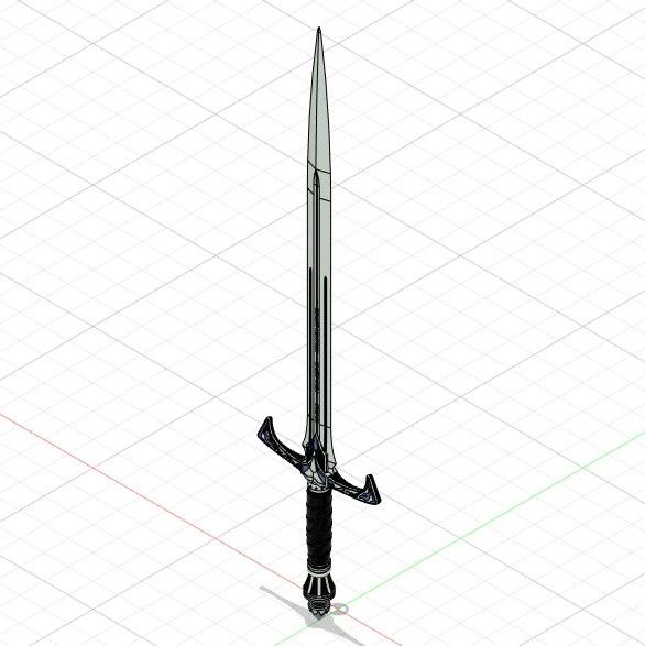 【武器模型】精灵国王芬戈芬的剑3D图纸 Fusion360设计