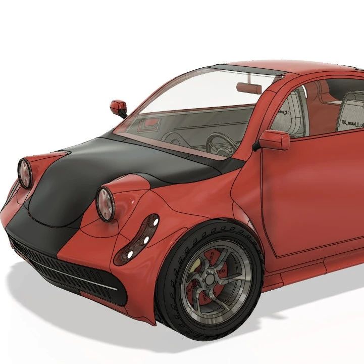 【汽车轿车】Coccinelle小型汽车造型3D图纸 step iges格式