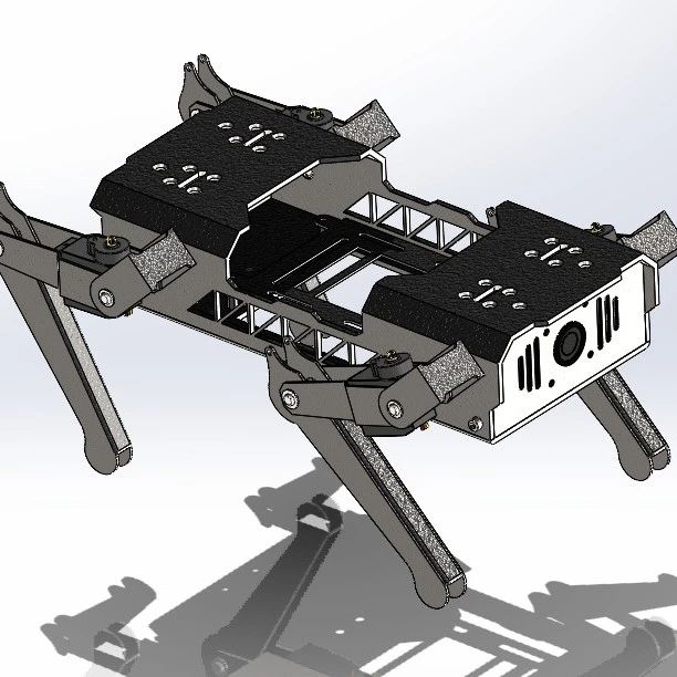 【机器人】robot dog with 4 legs小小机械狗结构3D图纸