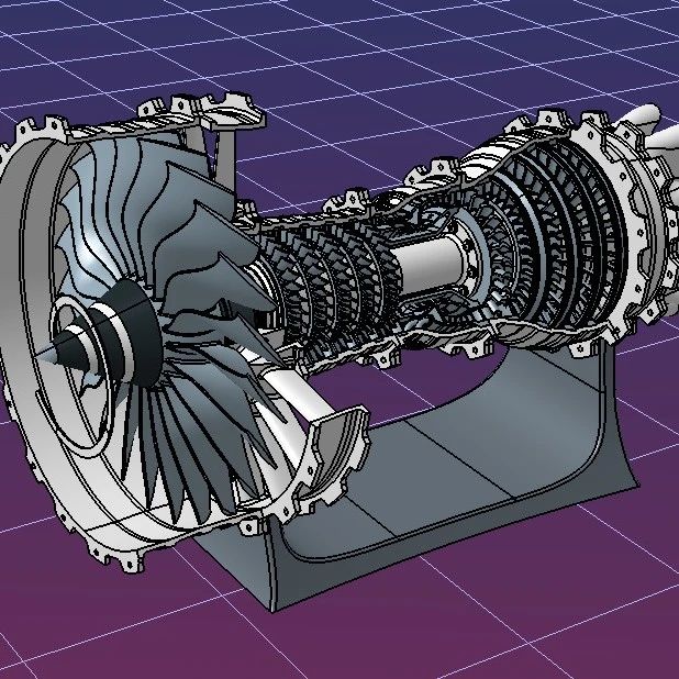 【发动机电机】turbofan涡轮风扇发动机结构摆件3D数模图纸 STP格式