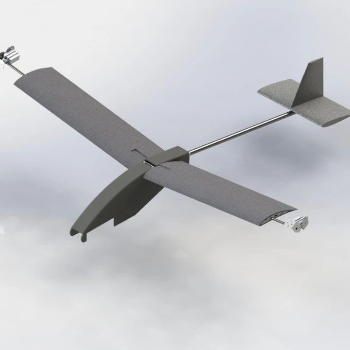 【飞行模型】VTOL 固定翼垂直起降小无人机3D数模图纸 Solidworks设计