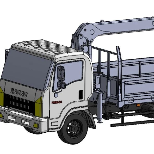 【工程机械】isuzu frr90ne4带吊的货车3D模型图纸 STEP格式