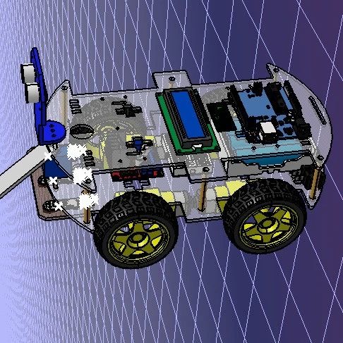 【其他车型】Line Following Robot带蓝牙、超声波和液晶显示器编程小车3D数模图纸