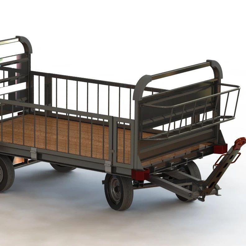 【其他车型】GSE机场行李拖车3D数模图纸 X_T格式
