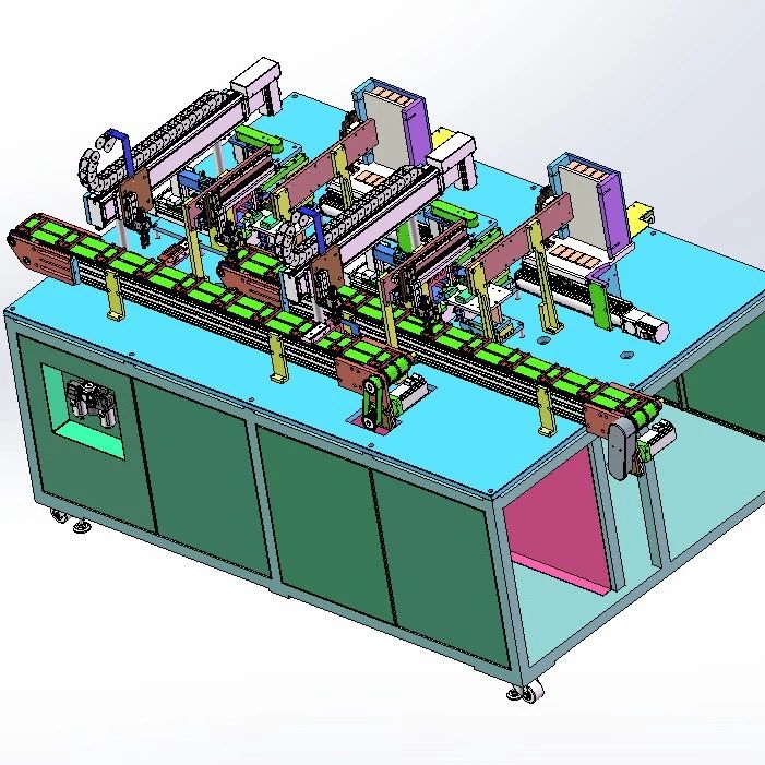 【非标数模】小方型电池入壳机3D数模图纸 Solidworks18设计